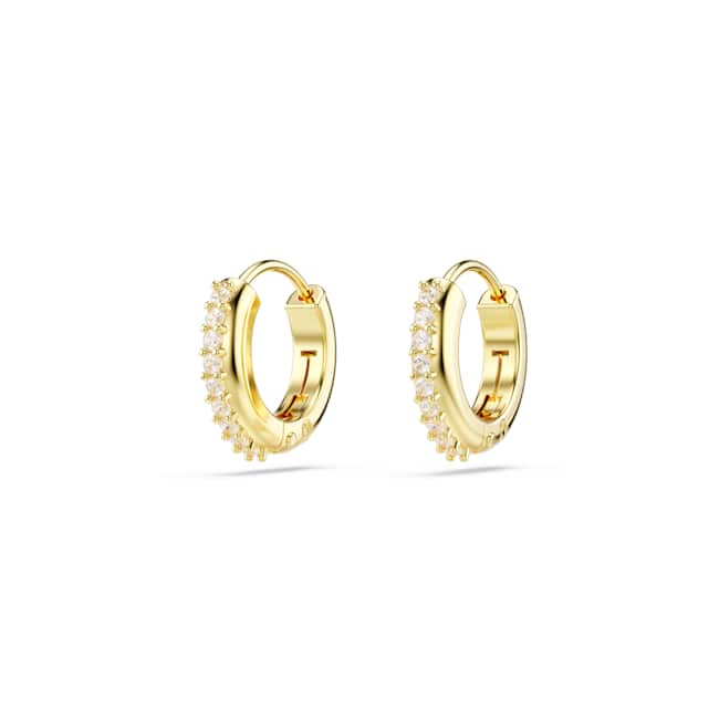 Swarovski Matrix Hoop Earrings – Round cut, White, 18K gold finish