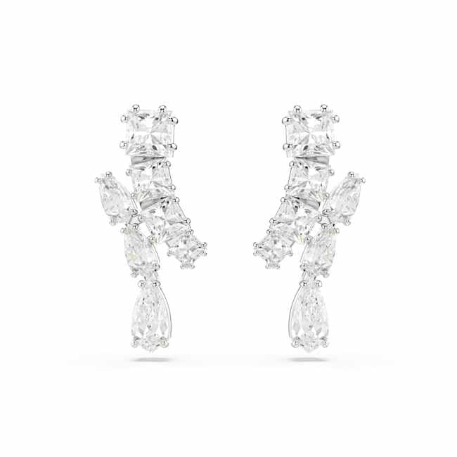 Swarovski Matrix Drop Earrings – Mixed cuts, White, Rhodium plated