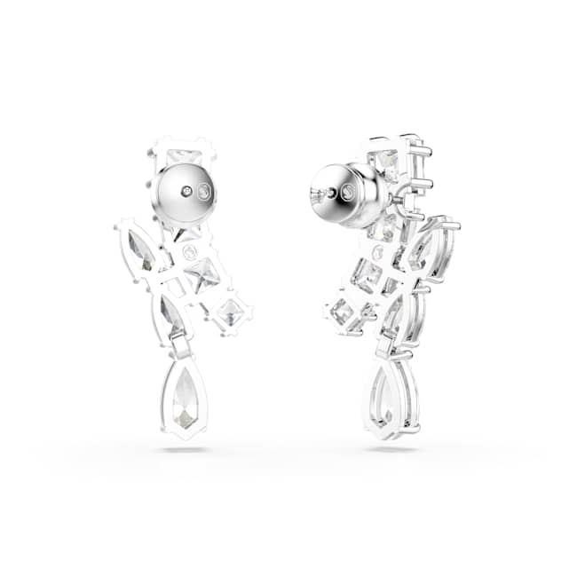Swarovski Matrix Drop Earrings – Mixed cuts, White, Rhodium plated