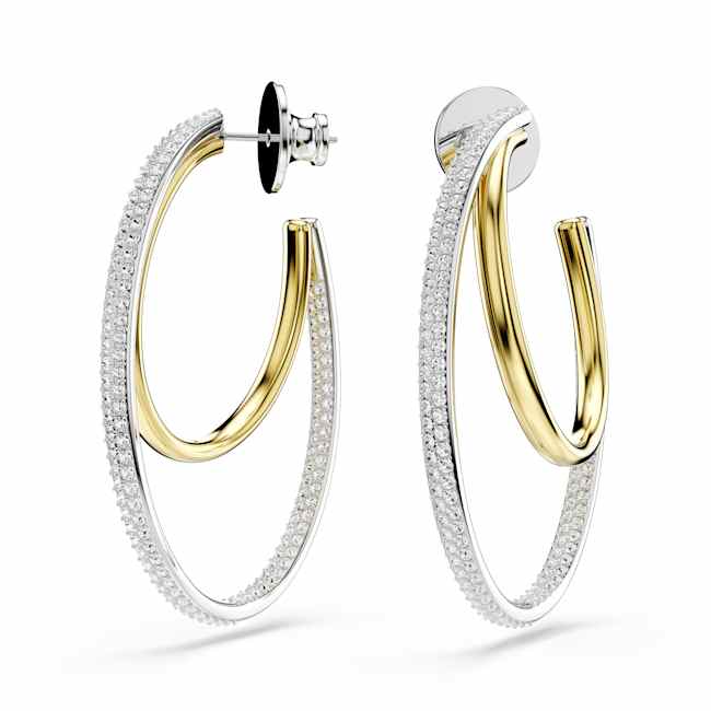 Swarovski Hyperbola Hoop Earrings – Round cut, Medium, White, Mixed metal finish