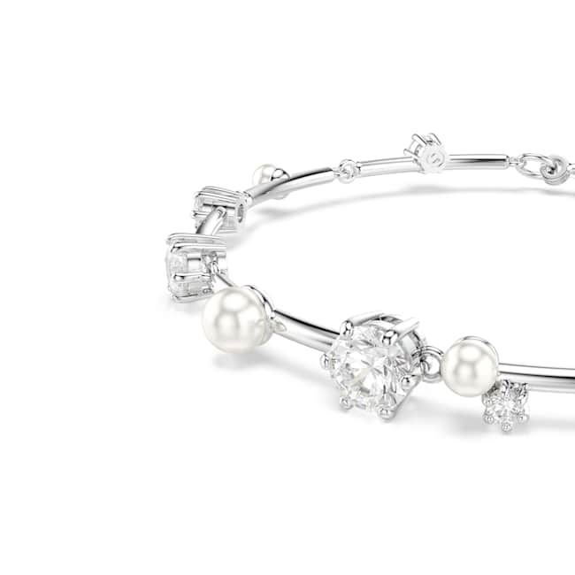 Swarovski Constella Bracelet – Crystal pearl, Round cuts, White, Rhodium plated