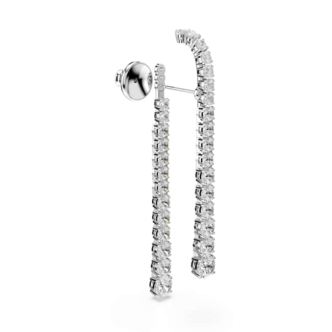 Swarovski Matrix Drop Earrings – Gradient of round cuts, White, Rhodium plated