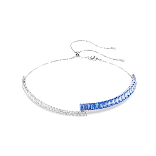 Swarovski Matrix choker – Mixed cuts, Blue, Rhodium plated