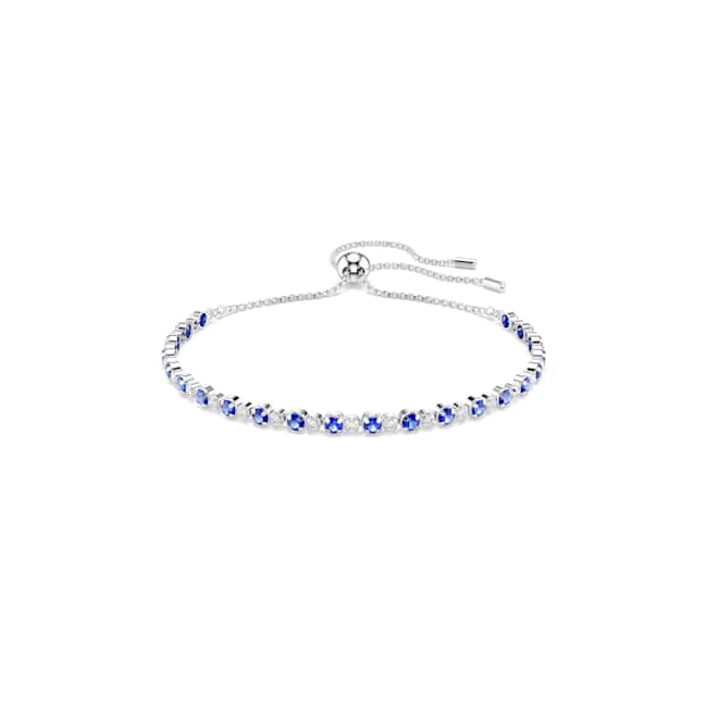 Swarovski Matrix Tennis bracelet – Mixed round cuts, Blue, Rhodium plated
