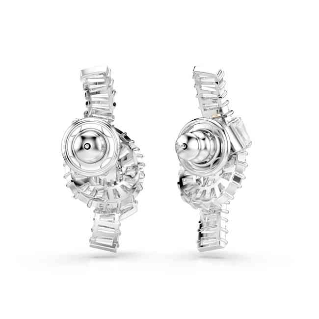 Swarovski Matrix Earrings – Baguette cut, Knot, White, Rhodium plated