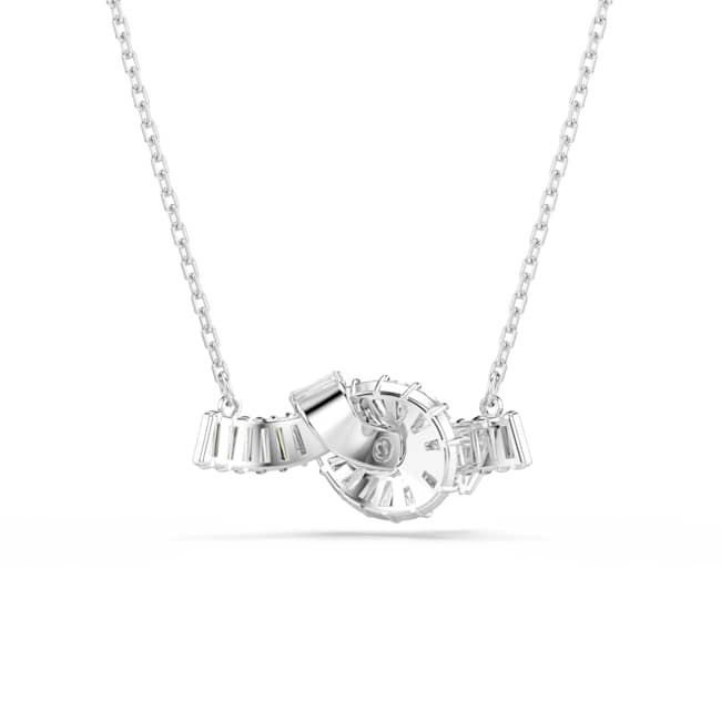 Swarovski Matrix Pendant – Baguette cut, Knot, White, Rhodium plated