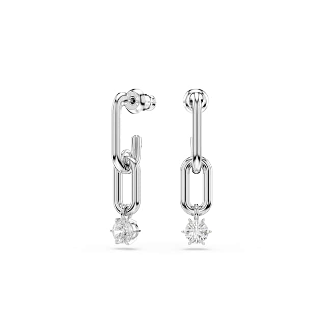 Swarovski Constella drop earrings – Round cut, White, Rhodium plated