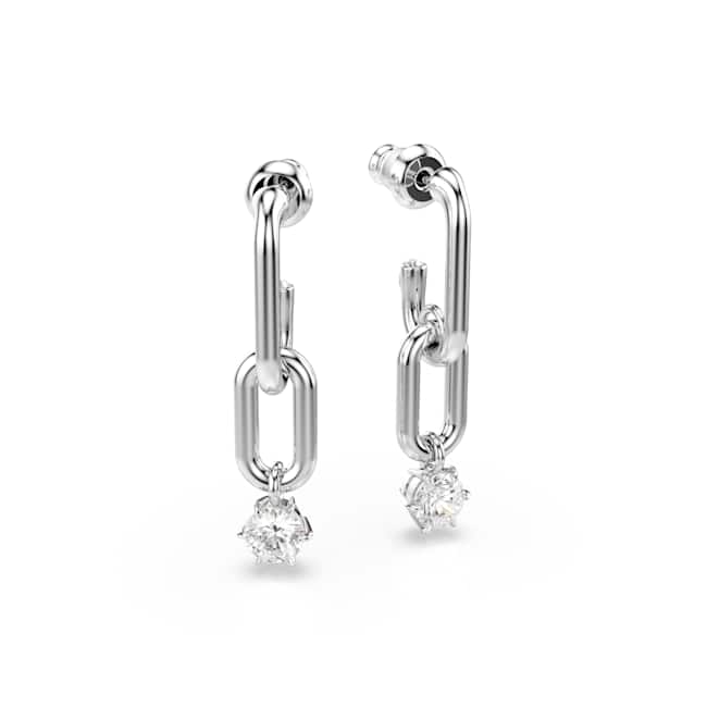 Swarovski Constella Drop Earrings – Round cut, White, Rhodium plated