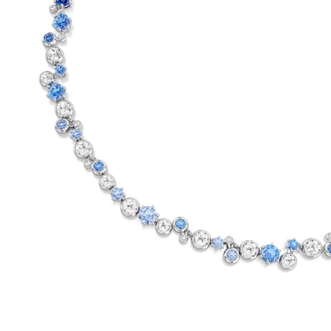 Swarovski Constella Necklace – Mixed cuts, Blue, Rhodium plated