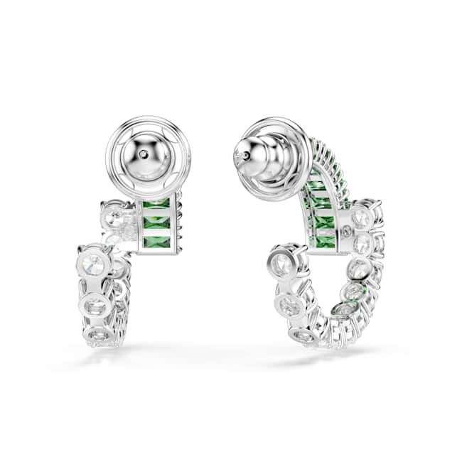 Swarovski Matrix Hoop Earrings – Mixed cuts, Green, Rhodium plated