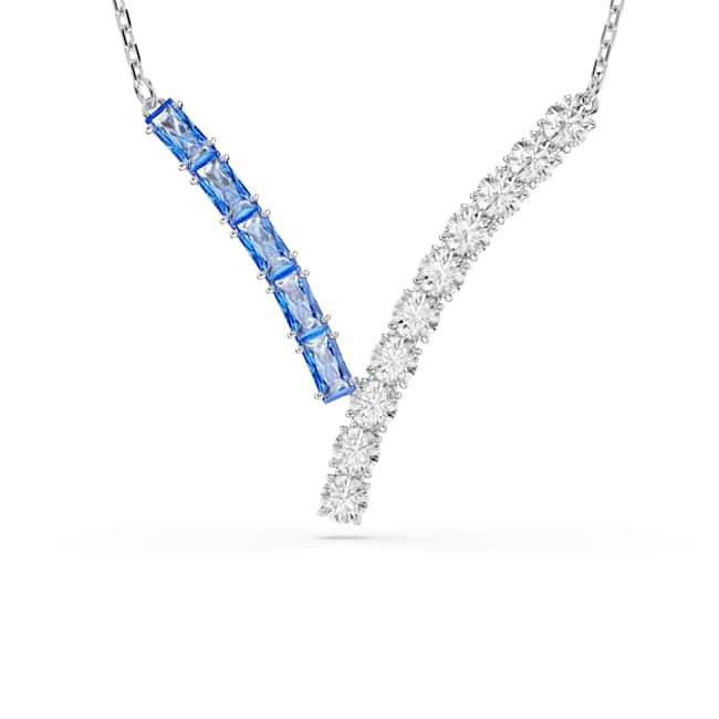 Swarovski Matrix pendant – Mixed cuts, Blue, Rhodium plated