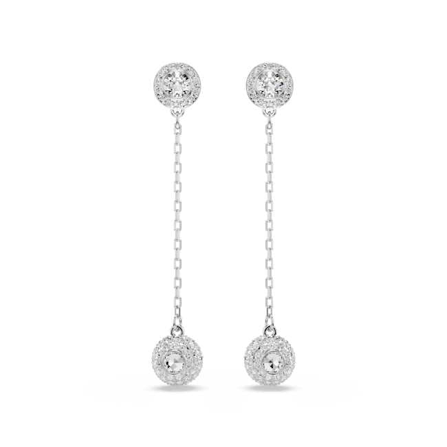 Swarovski Una Angelic drop earrings – Round cut, White, Rhodium plated