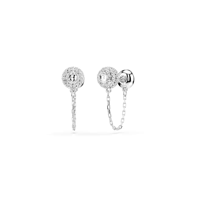 Swarovski Una Angelic Drop Earrings – Round cut, White, Rhodium plated