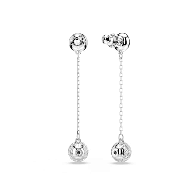 Swarovski Una Angelic Drop Earrings – Round cut, White, Rhodium plated