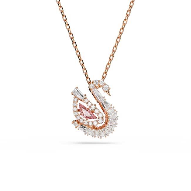 Swarovski Swan pendant – Mixed cuts, Swan, Pink