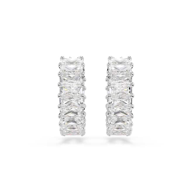 Swarovski Matrix Hoop Earrings – Baguette cut, White, Rhodium plated
