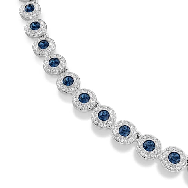 Swarovski Una Angelic Necklace – Round cut, Blue, Rhodium plated