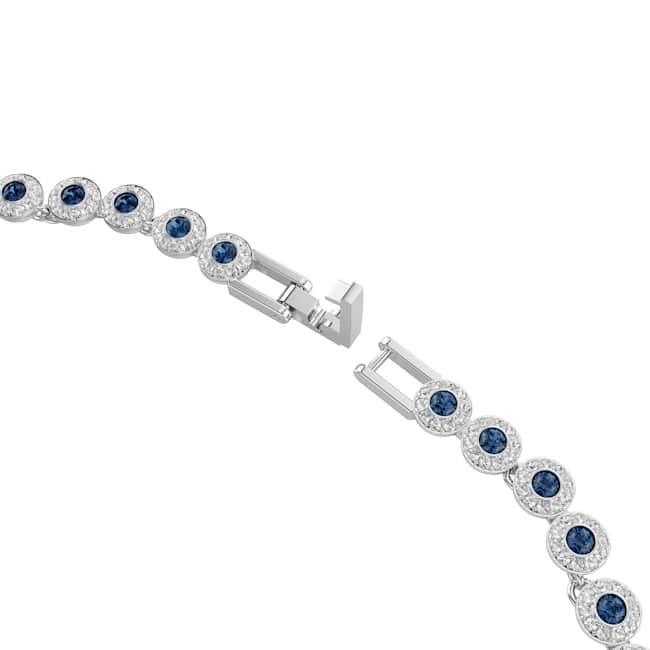 Swarovski Una Angelic Necklace – Round cut, Blue, Rhodium plated