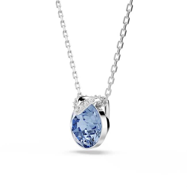 Swarovski Bella V Pendant – Round cut, Blue, Rhodium plated
