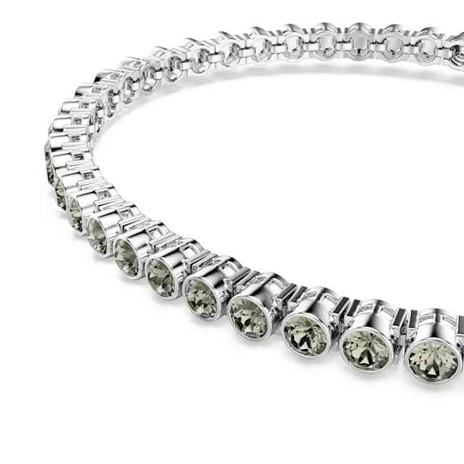 Swarovski Imber Emily Tennis Bracelet – Round cut, Black, Rhodium plated