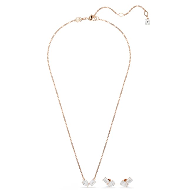 Swarovski Mesmera Set – Pear cut, Octagon cut, White, Rose gold-tone plated