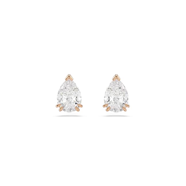 Swarovski Stilla stud earrings – Pear cut, White, Rose gold-tone plated
