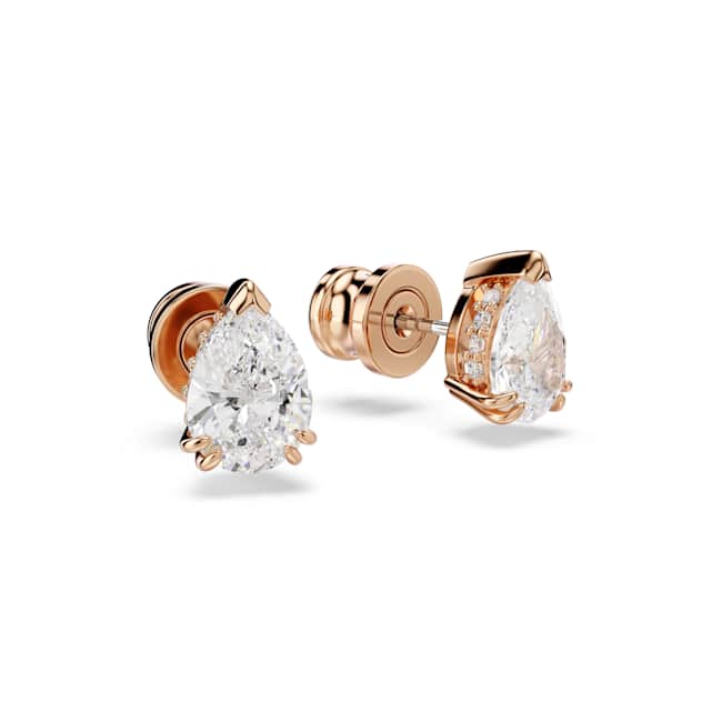 Swarovski Stilla Stud Earrings – Pear cut, White, Rose gold-tone plated