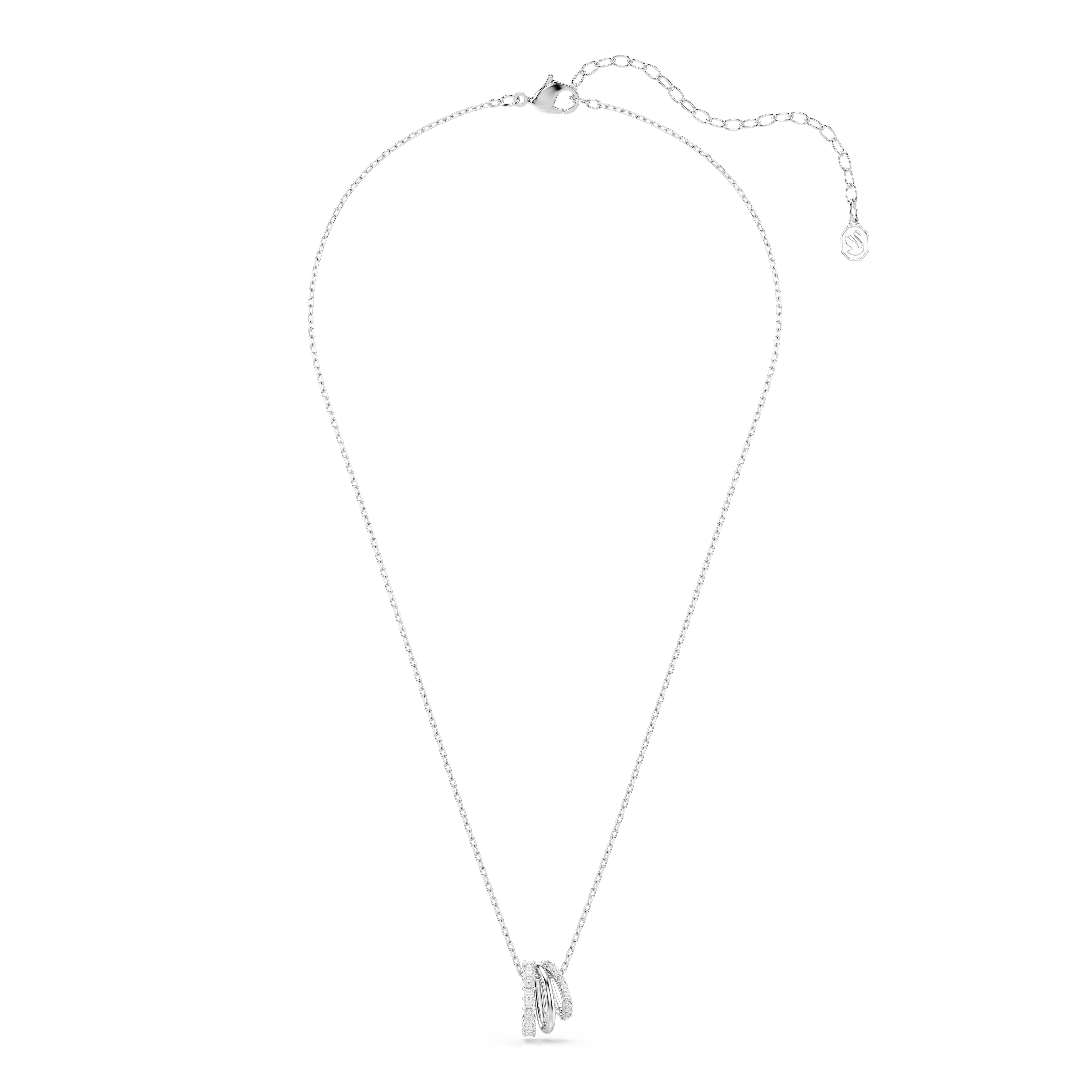 Swarovski Hyperbola Pendant – Round cut, White, Rhodium plated