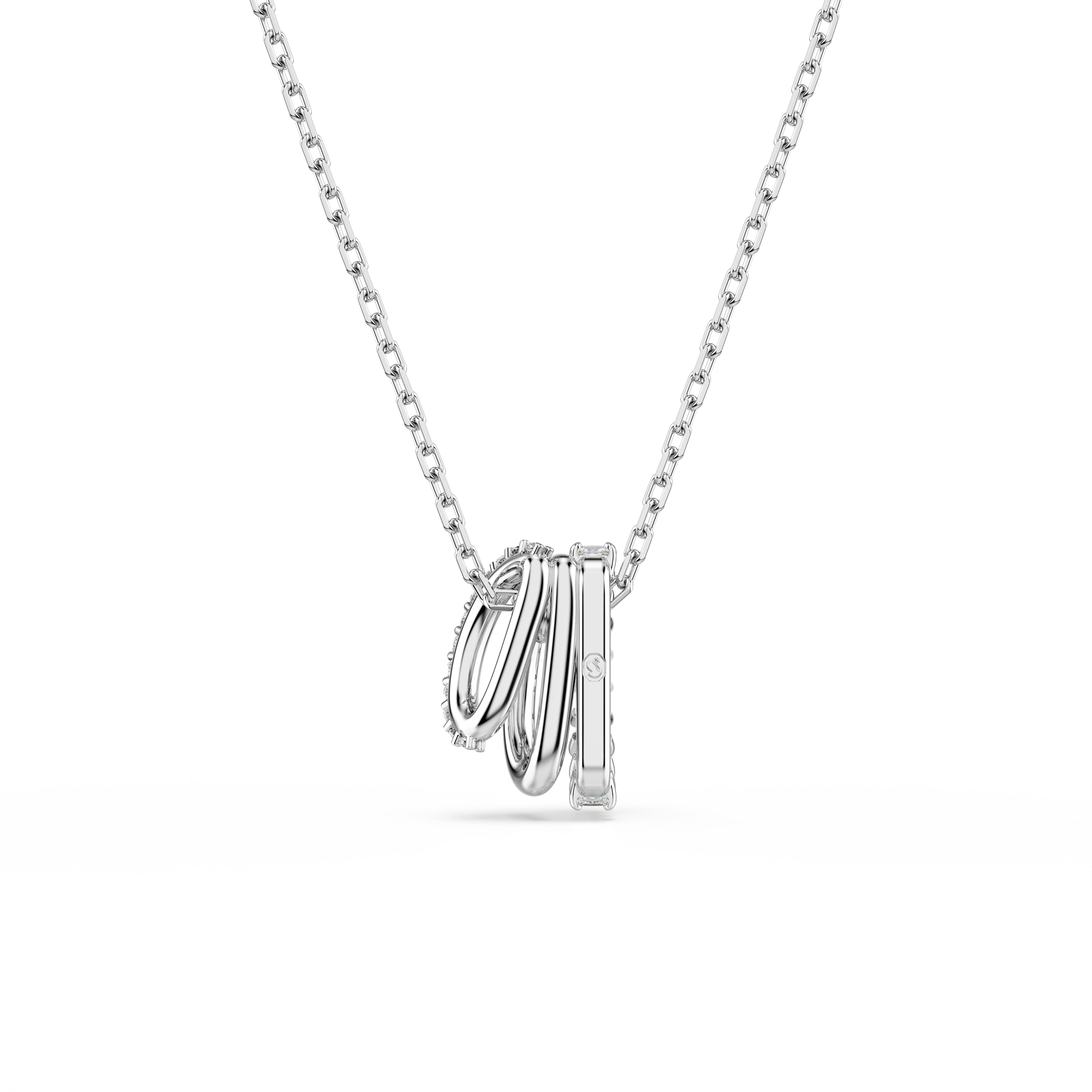 Swarovski Hyperbola Pendant – Round cut, White, Rhodium plated