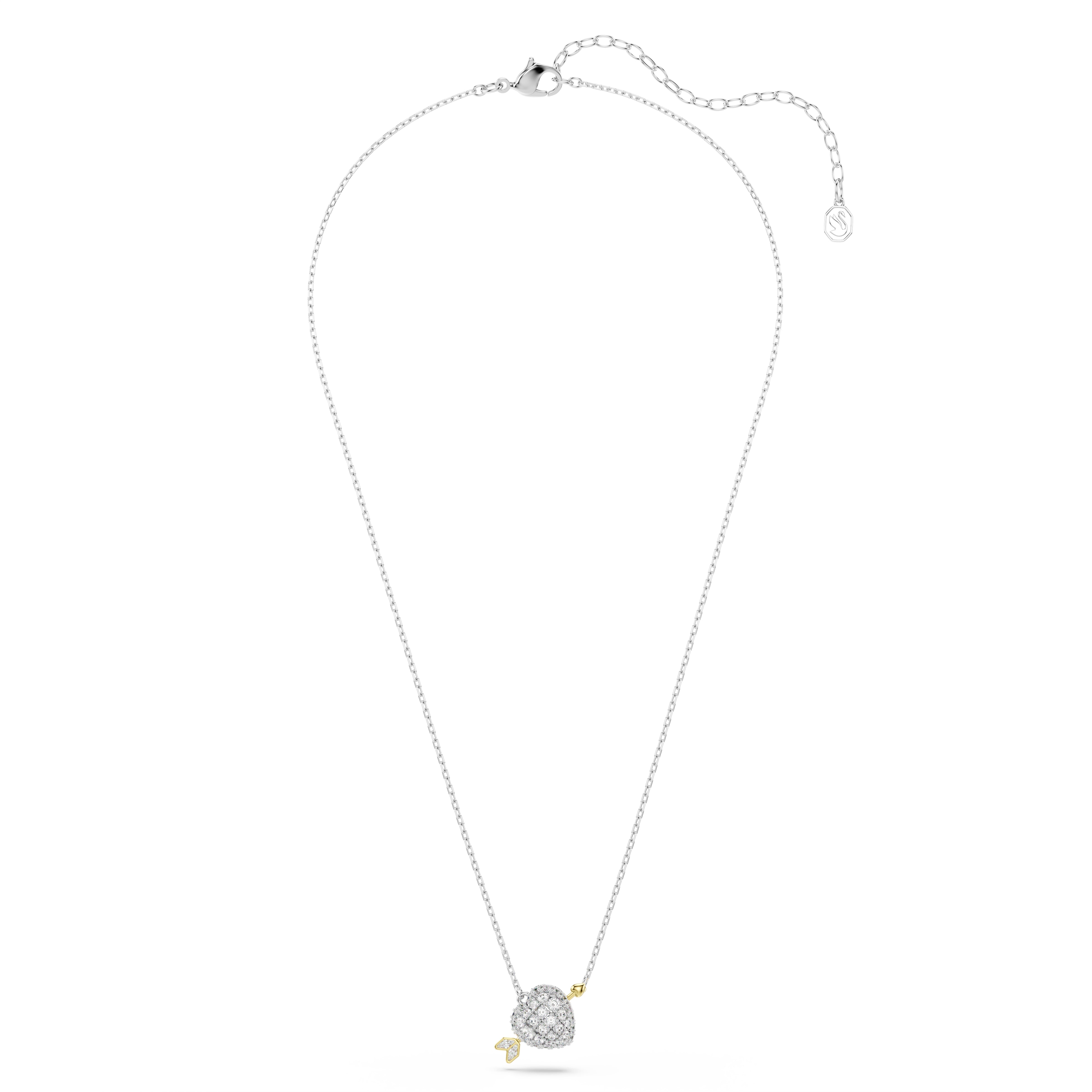 Swarovski Idyllia Pendant – Mixed cuts, Heart with arrow, White, Mixed metal finish