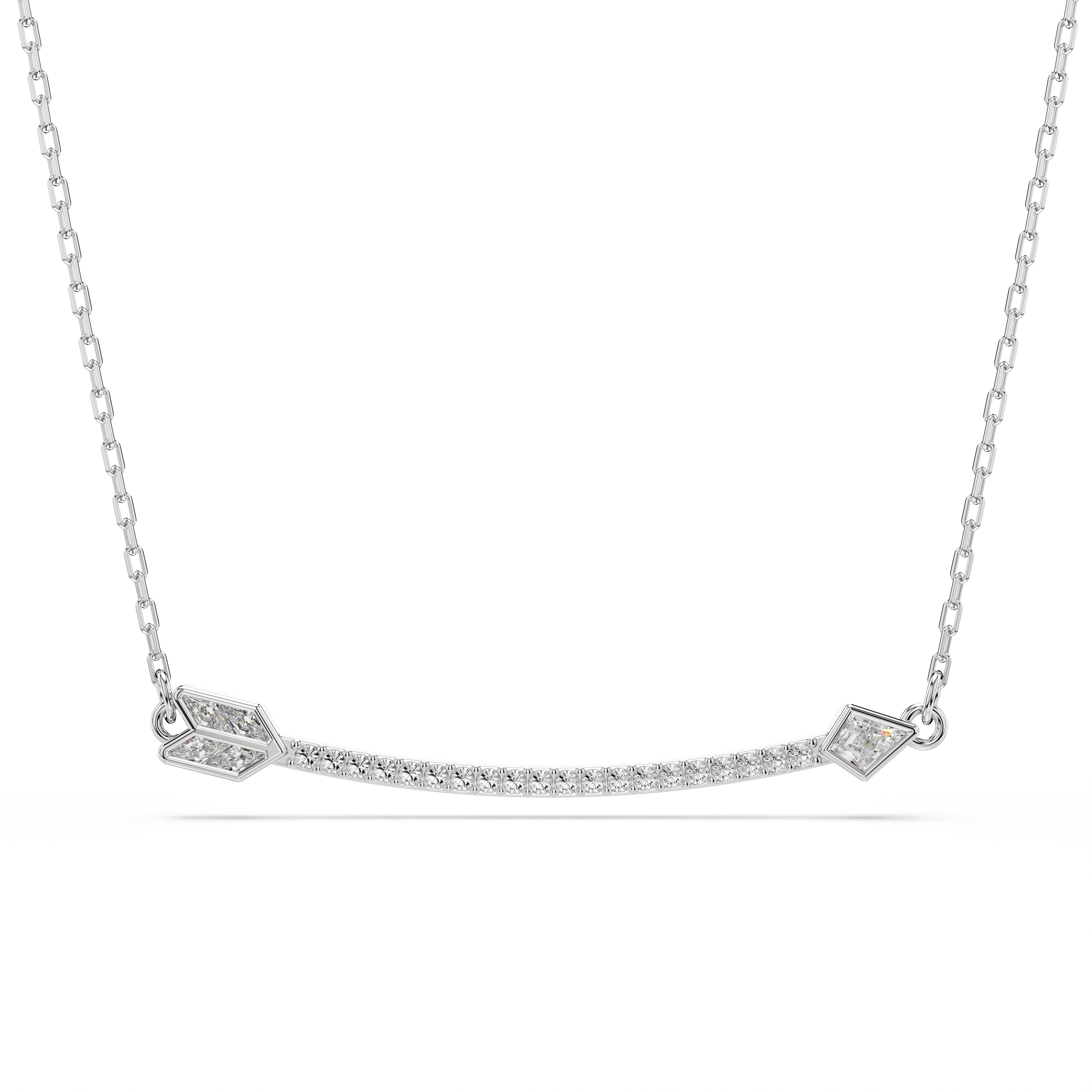 Swarovski Idyllia pendant – Mixed cuts, Arrow, White, Rhodium plated