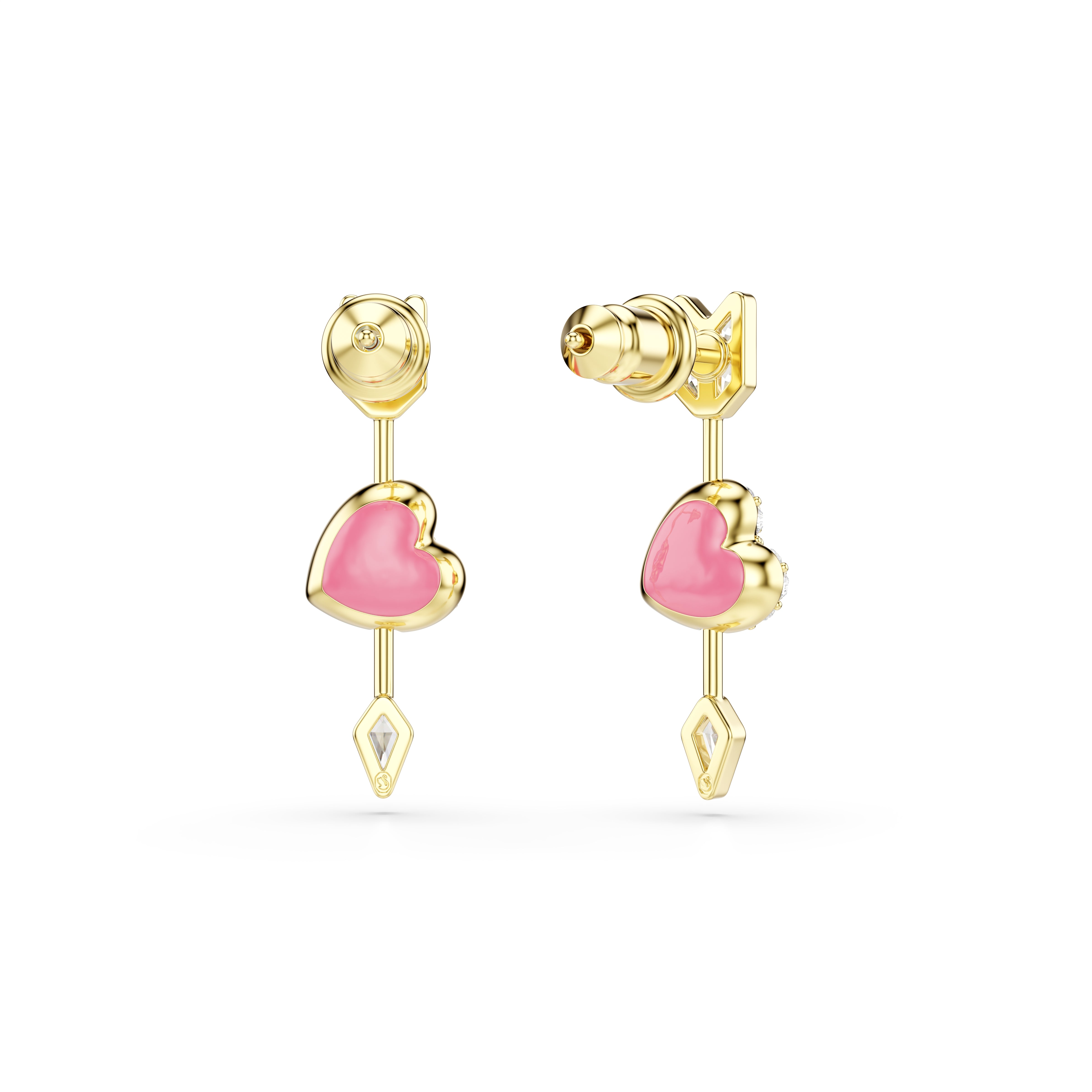 Swarovski Idyllia Drop Earrings – Mixed cuts, Heart with arrow, White, Gold-tone plated