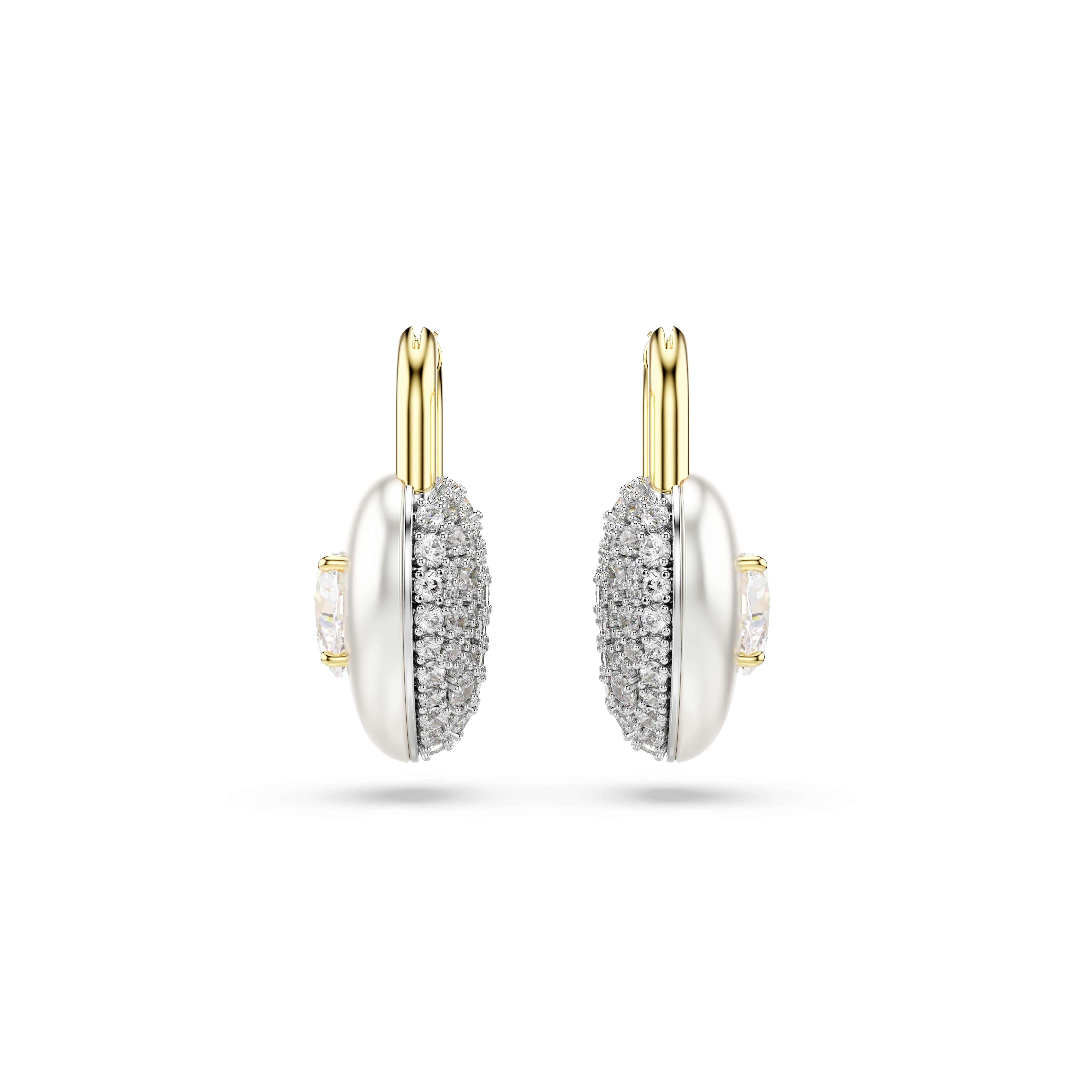 Swarovski Idyllia Drop Earrings – Mixed cuts, Heart, White, Gold-tone plated