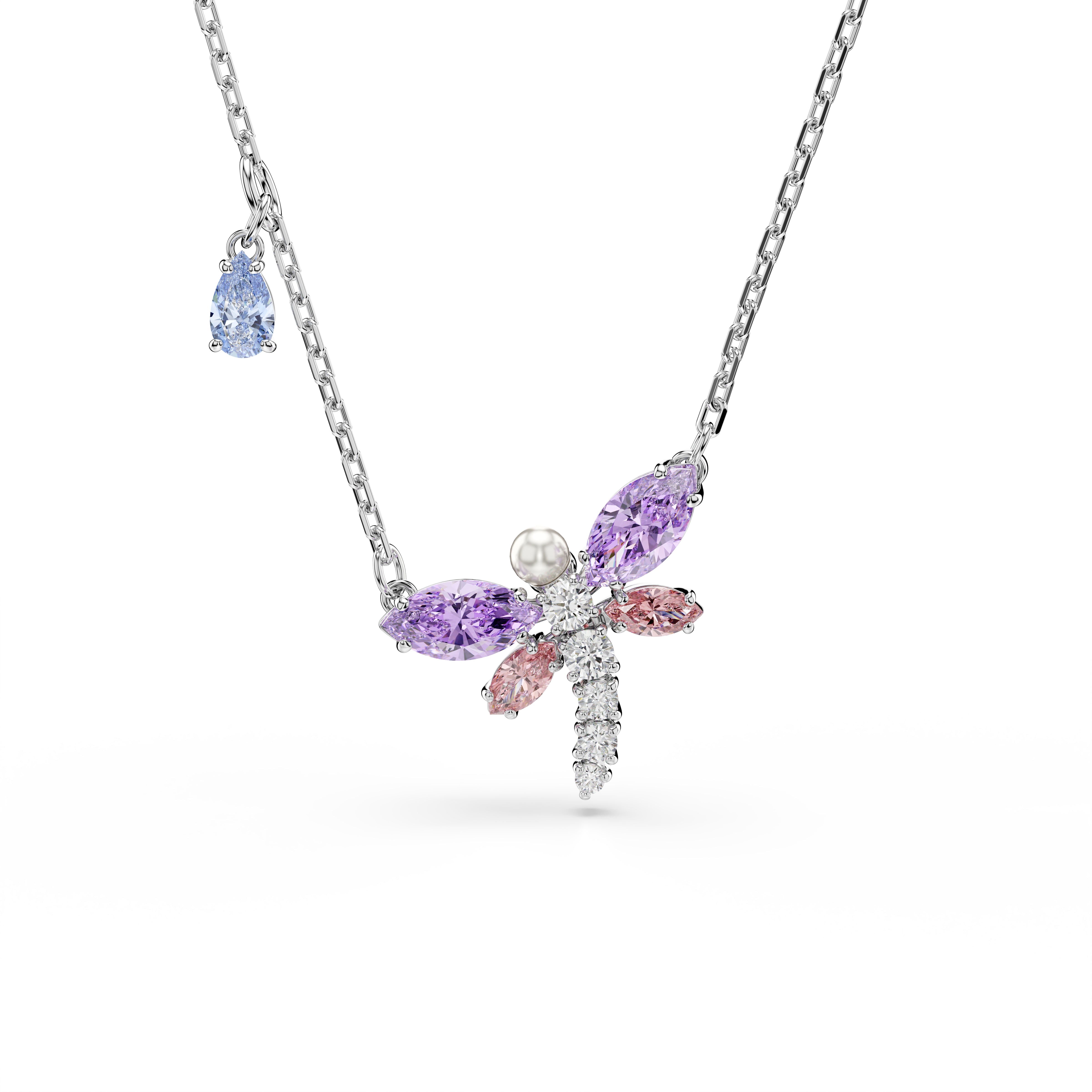 Swarovski Ariana Grande x Swarovski pendant – Mixed cuts, Dragonfly, Multicolored, Rhodium plated