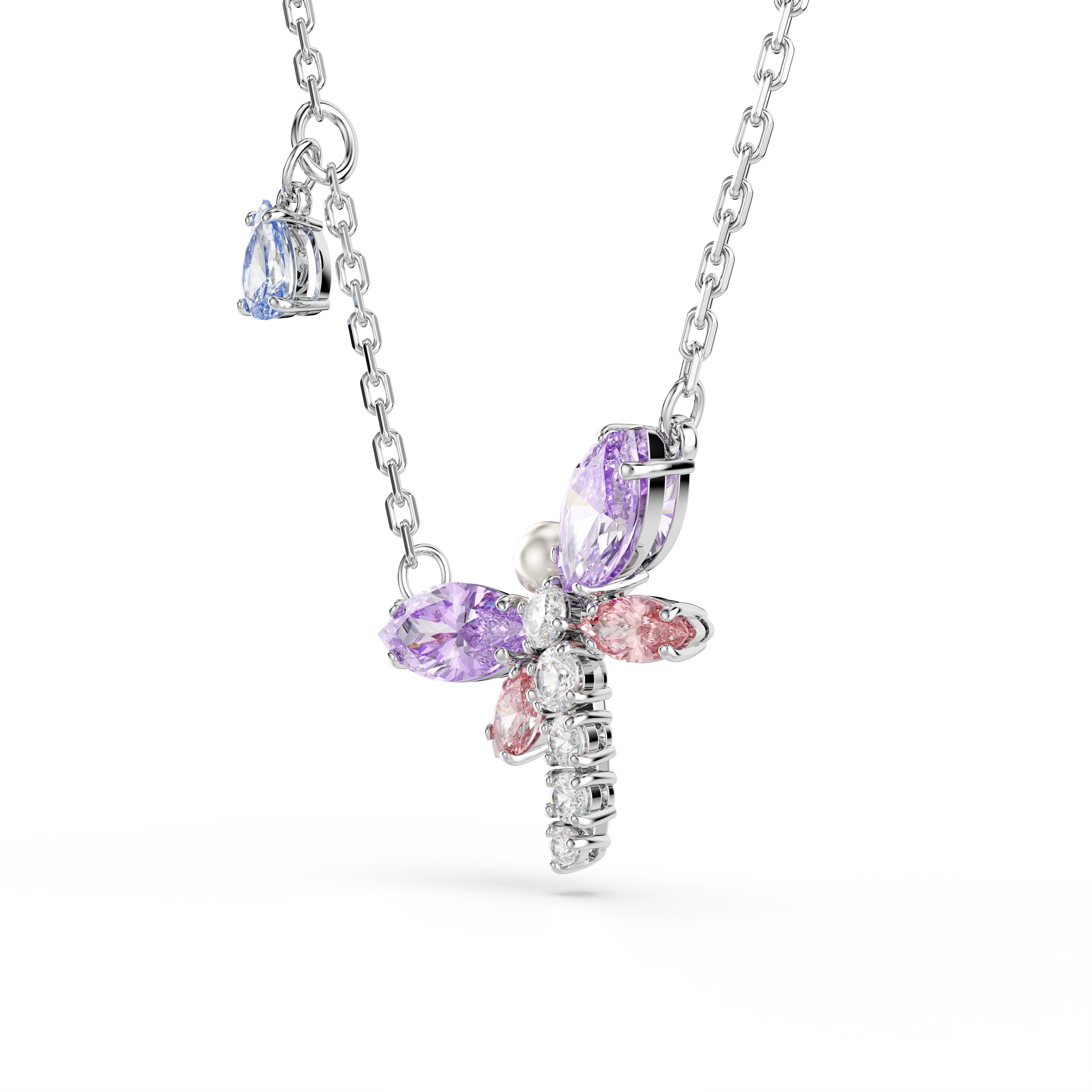 Swarovski Ariana Grande x Swarovski Pendant – Mixed cuts, Dragonfly, Multicolored, Rhodium plated