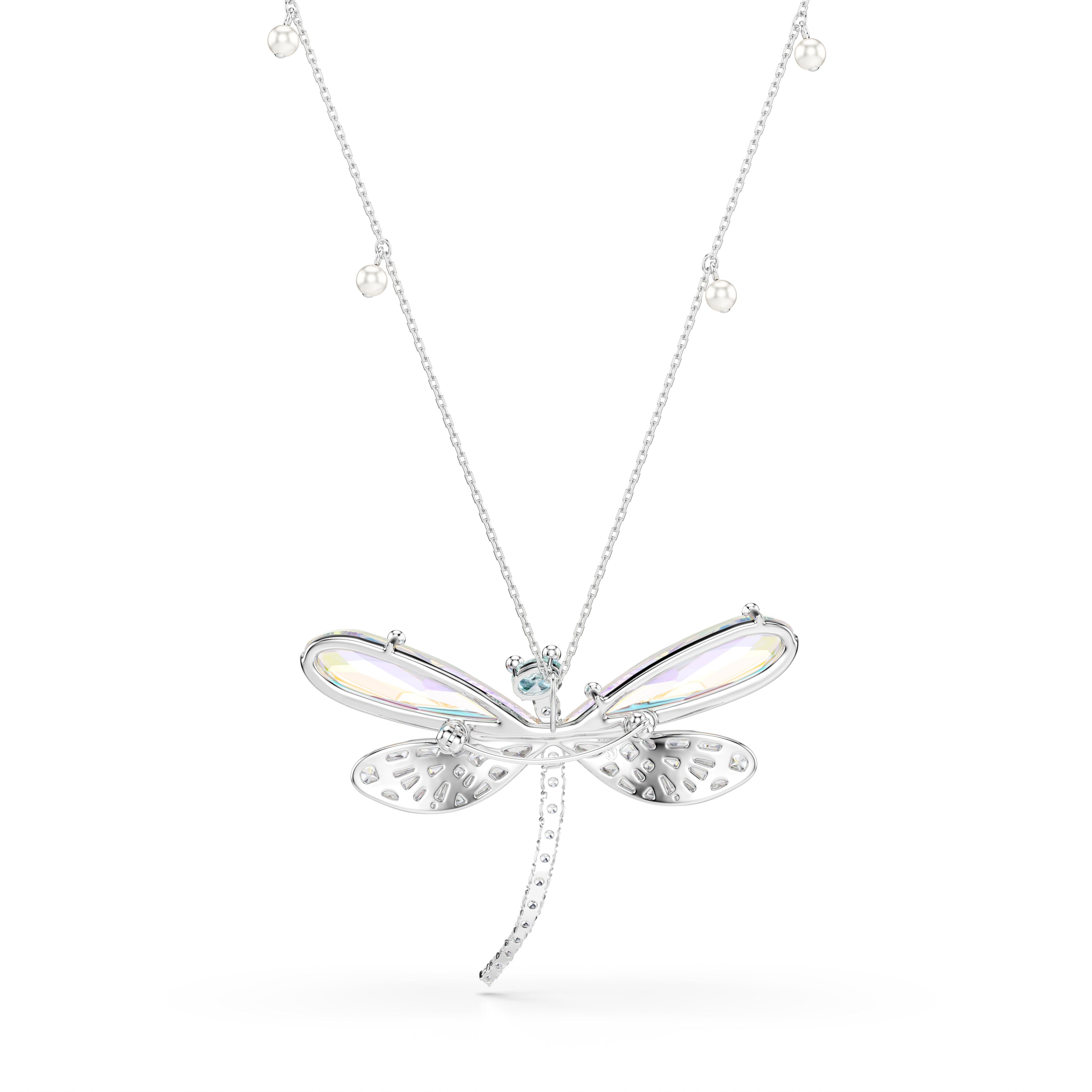 Swarovski Ariana Grande x Swarovski Pendant And Brooch – Crystal Pearl, Mixed cuts, Dragonfly, White, Rhodium plated