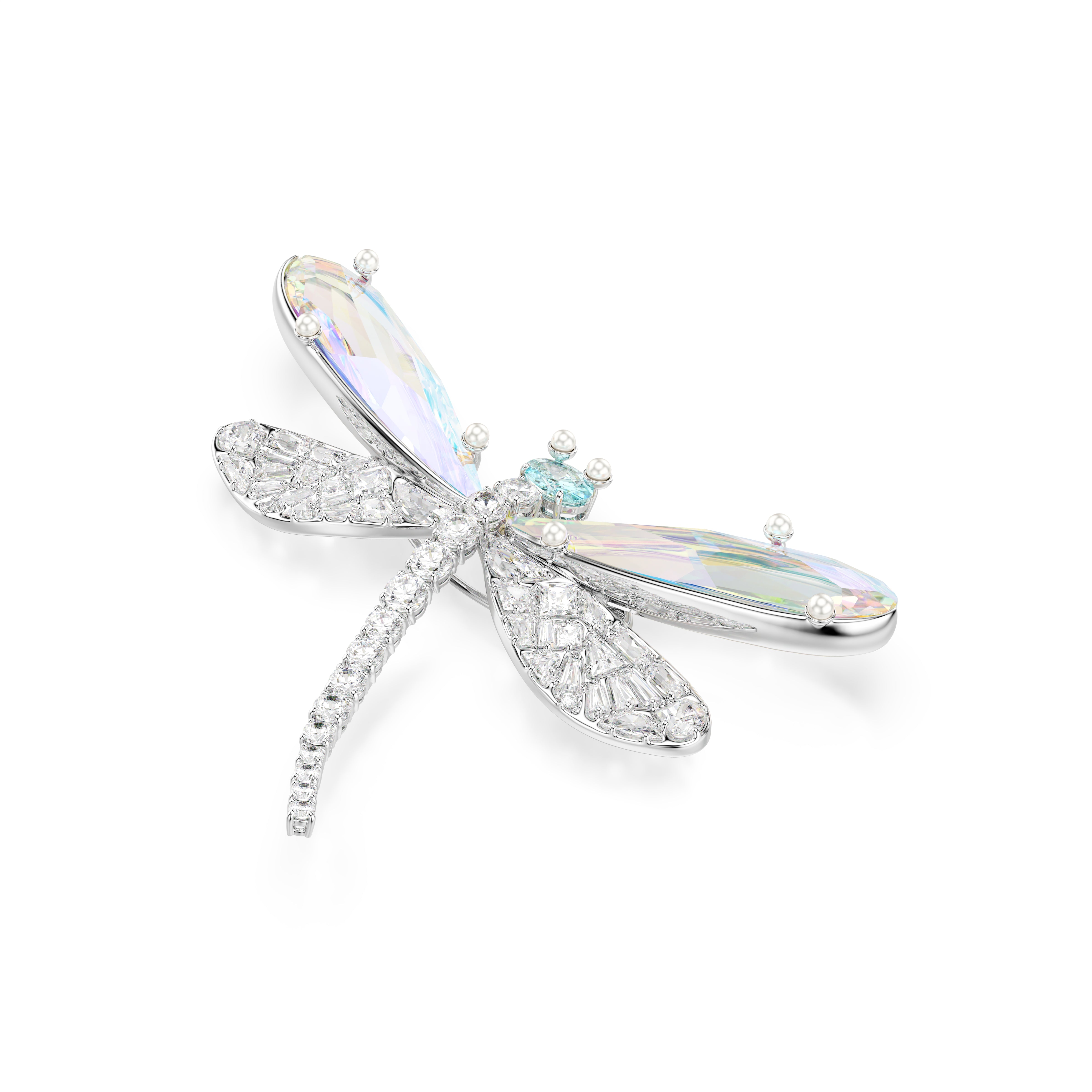 Swarovski Ariana Grande x Swarovski Pendant And Brooch – Crystal Pearl, Mixed cuts, Dragonfly, White, Rhodium plated