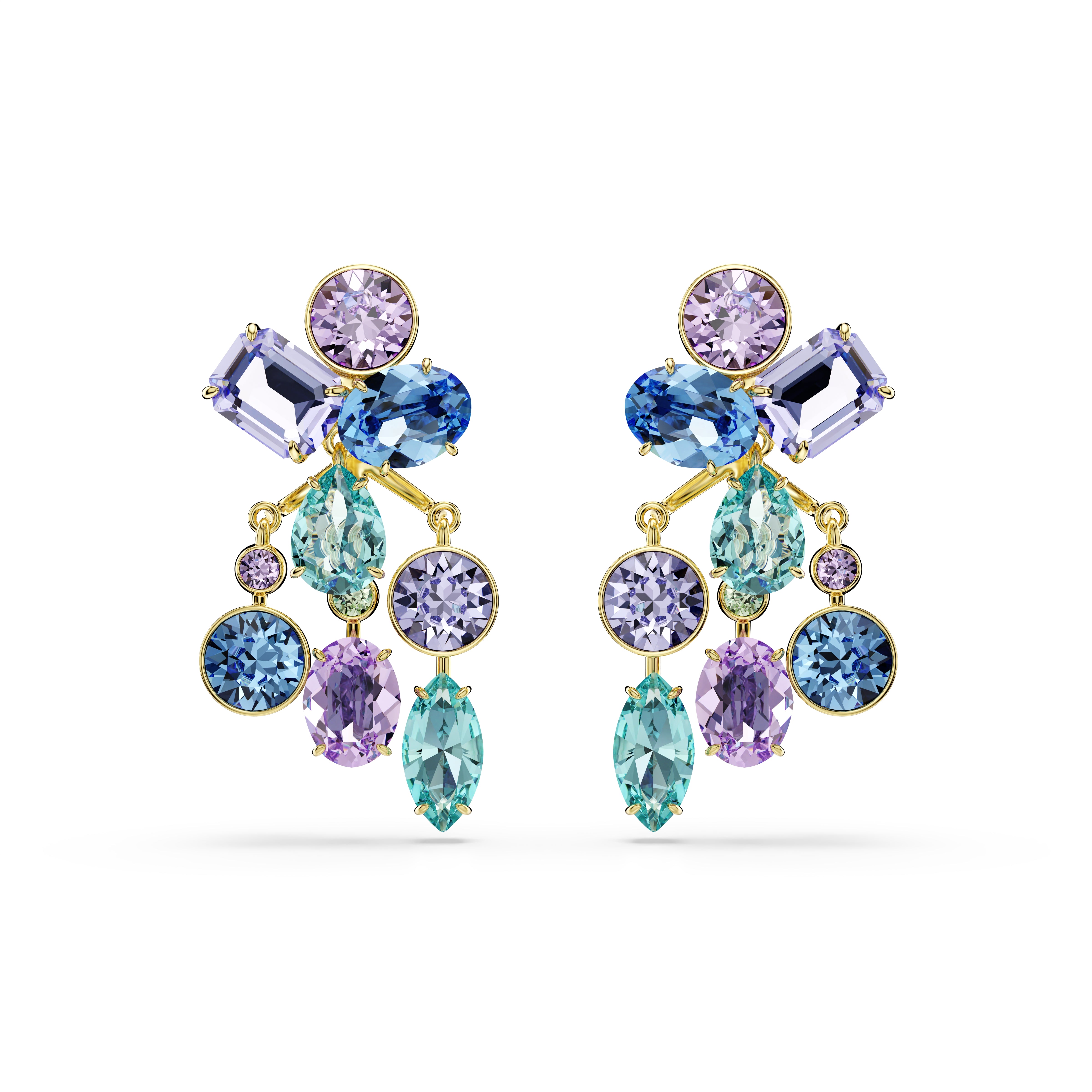 Swarovski Gema Earring Jackets – Mixed cuts, Multicolored, Gold-tone plated