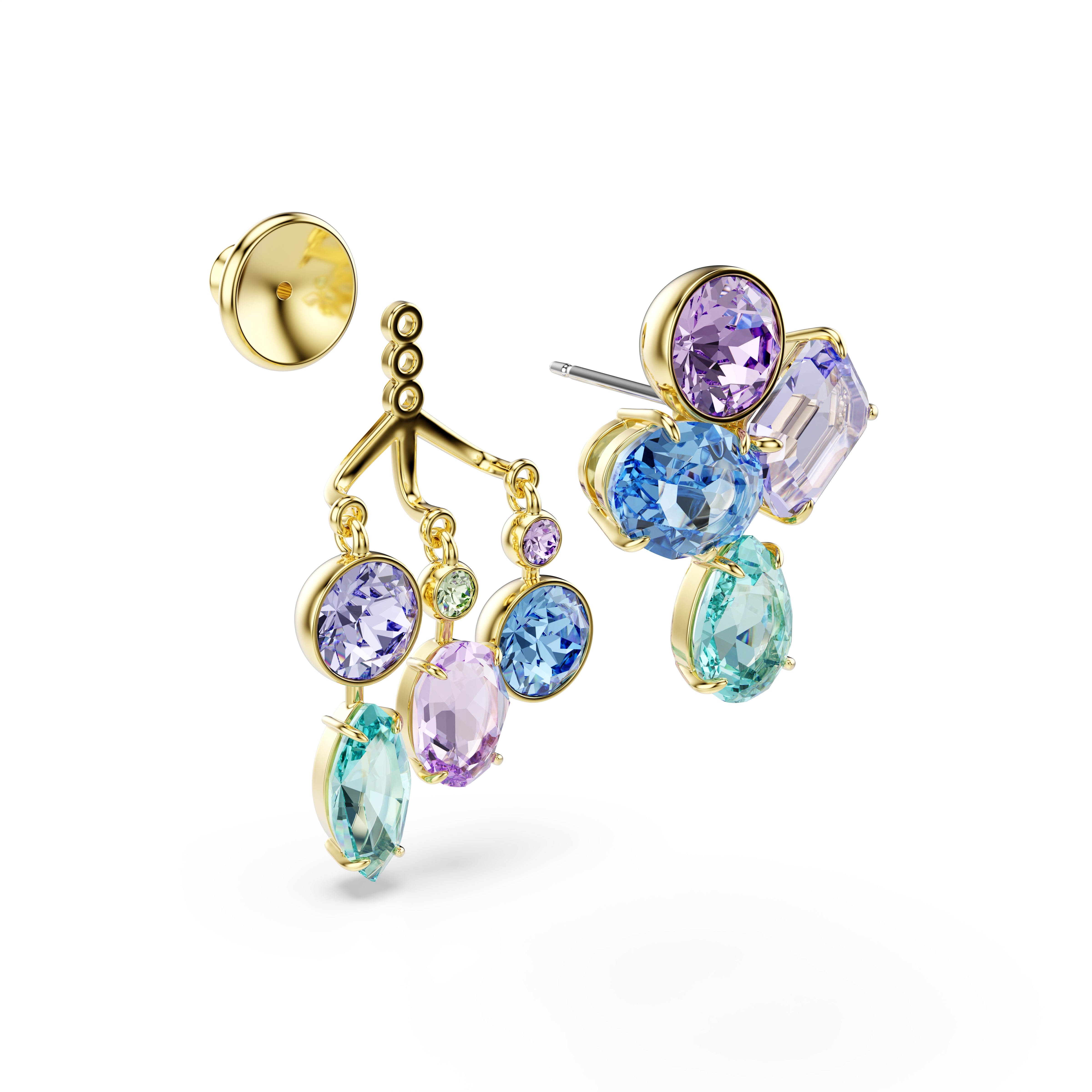 Swarovski Gema Earring Jackets – Mixed cuts, Multicolored, Gold-tone plated