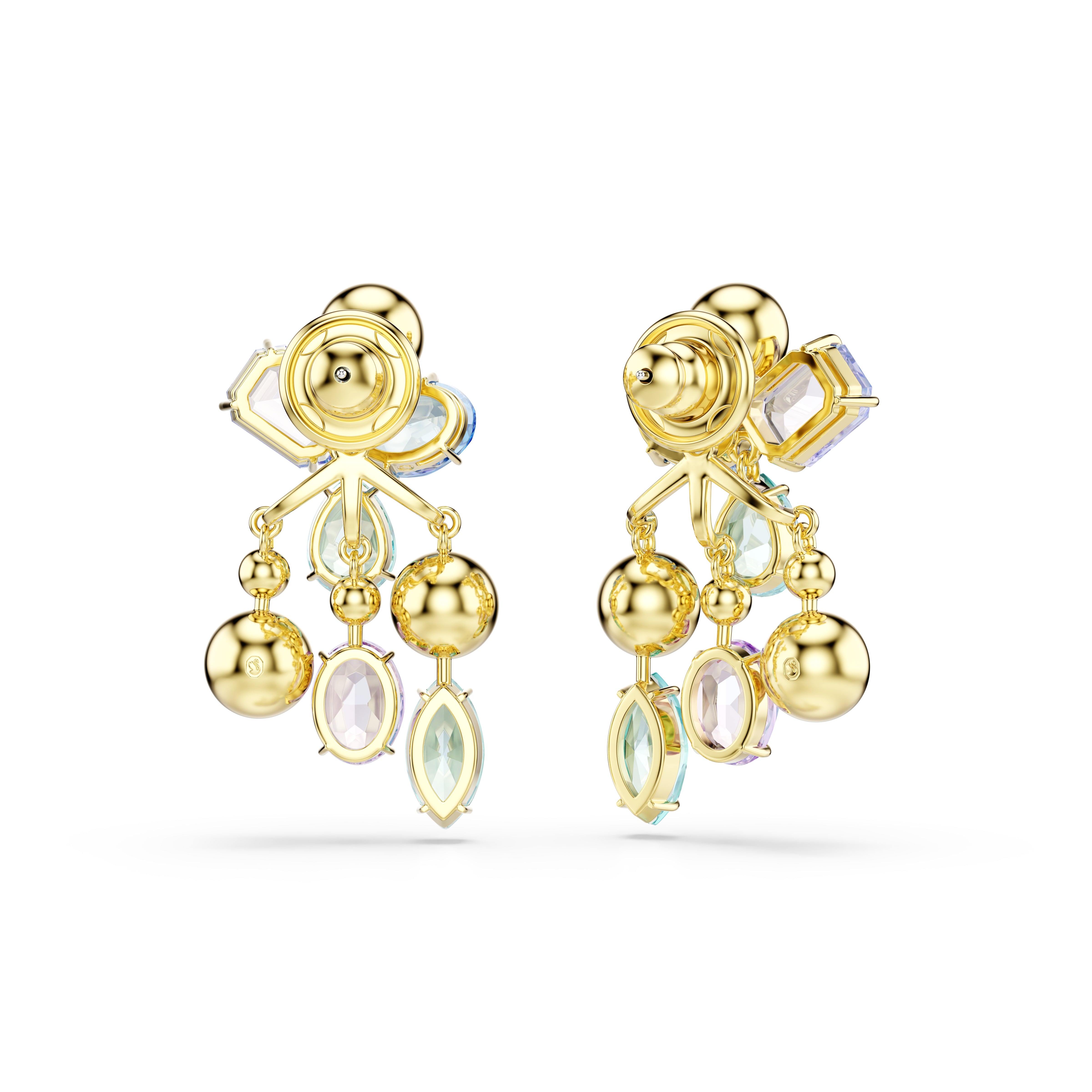 Swarovski Gema Earring Jackets – Mixed cuts, Multicolored, Gold-tone plated