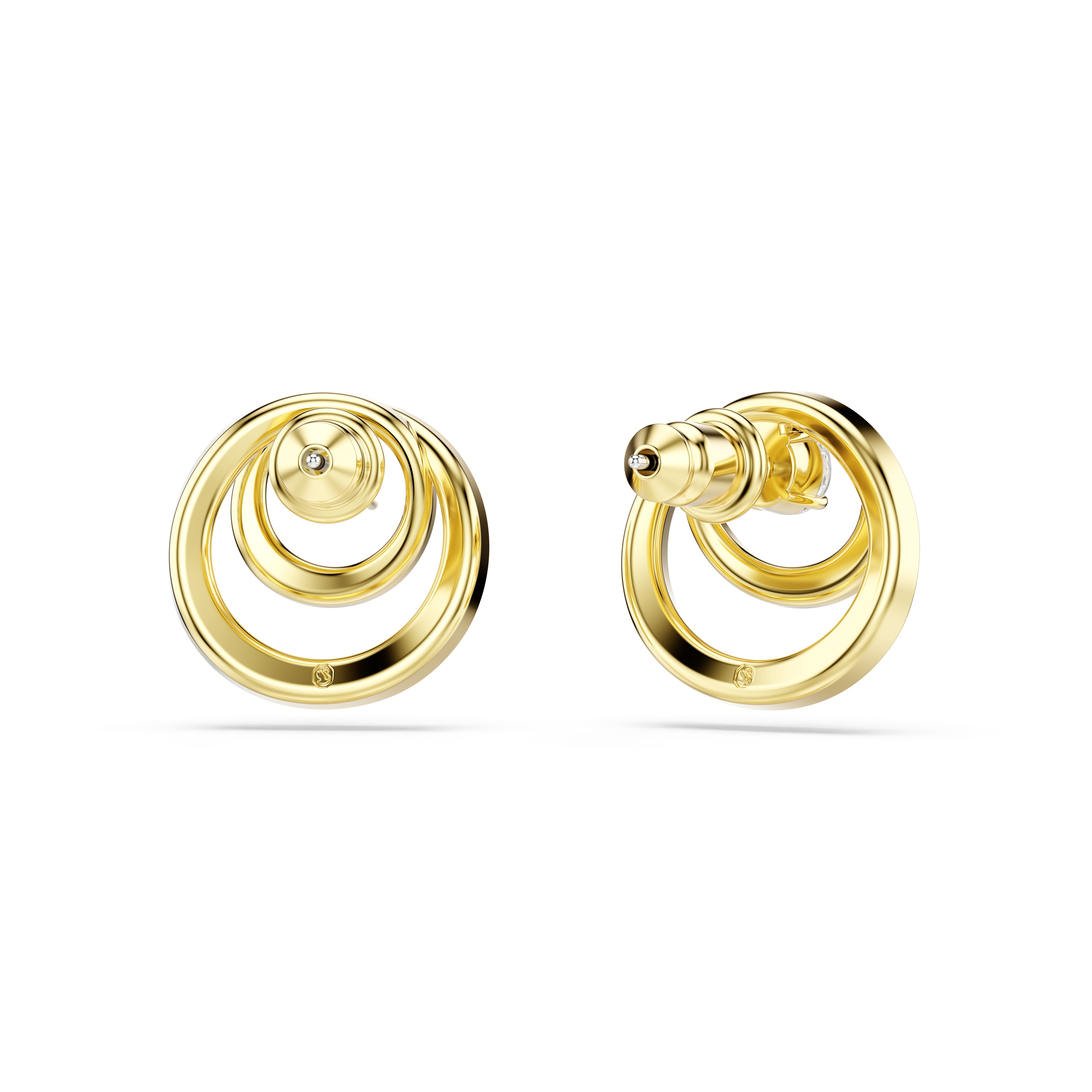 Swarovski Hyperbola Stud Earrings – Round cut, White, Gold-tone plated