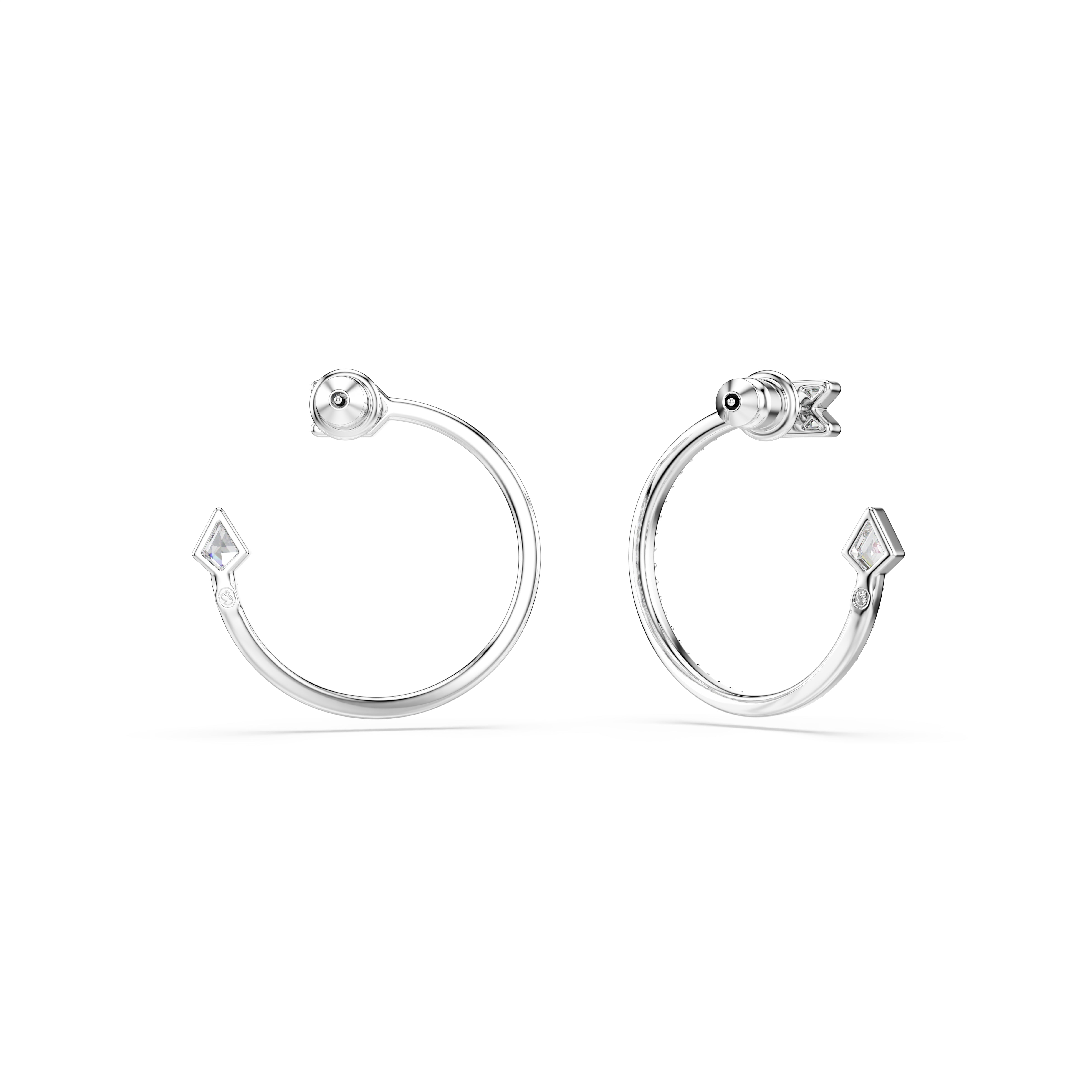 Swarovski Idyllia Hoop Earrings – Mixed cuts, Arrow, White, Rhodium plated