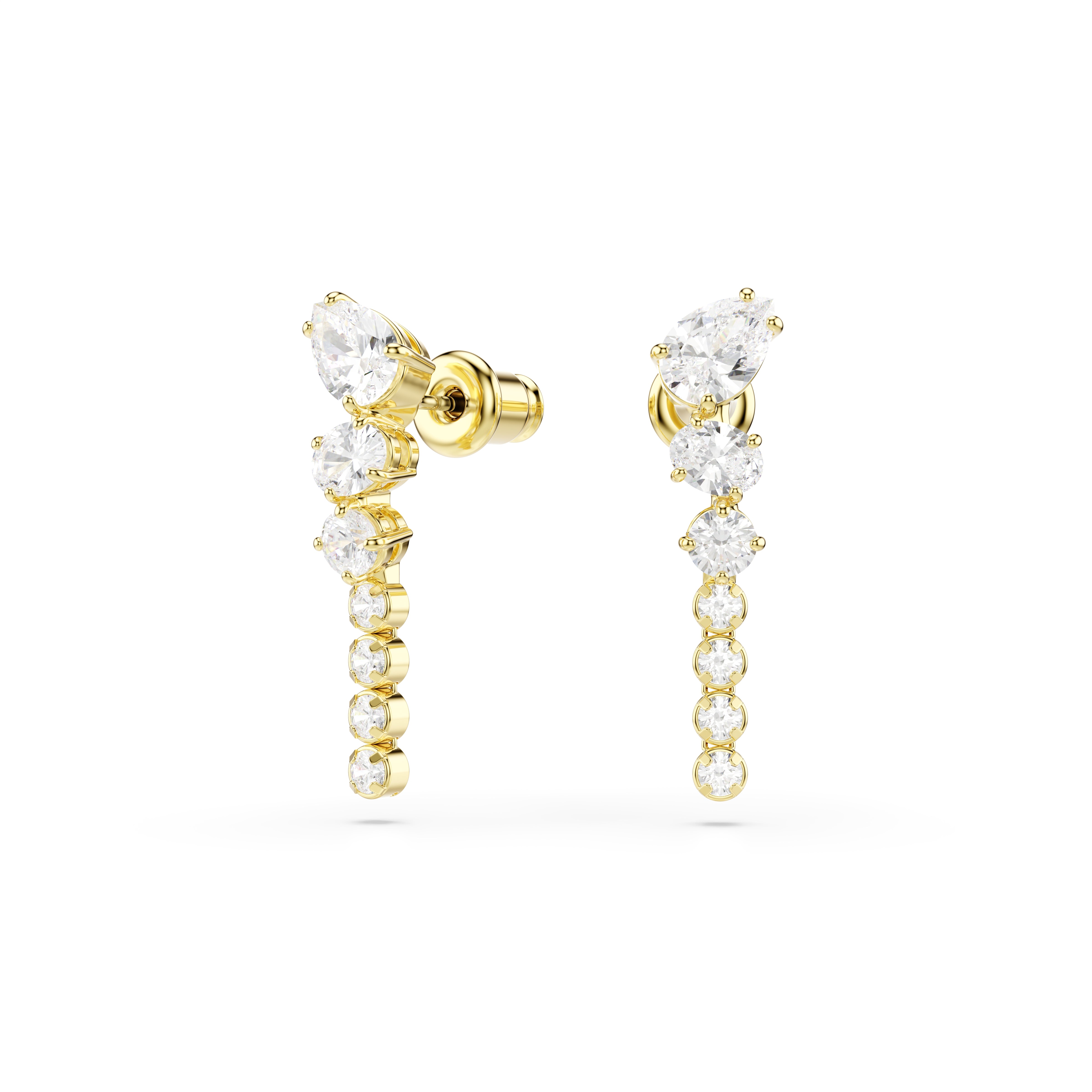 Swarovski Mesmera Drop Earrings – Mixed cuts, White, 18K gold finish