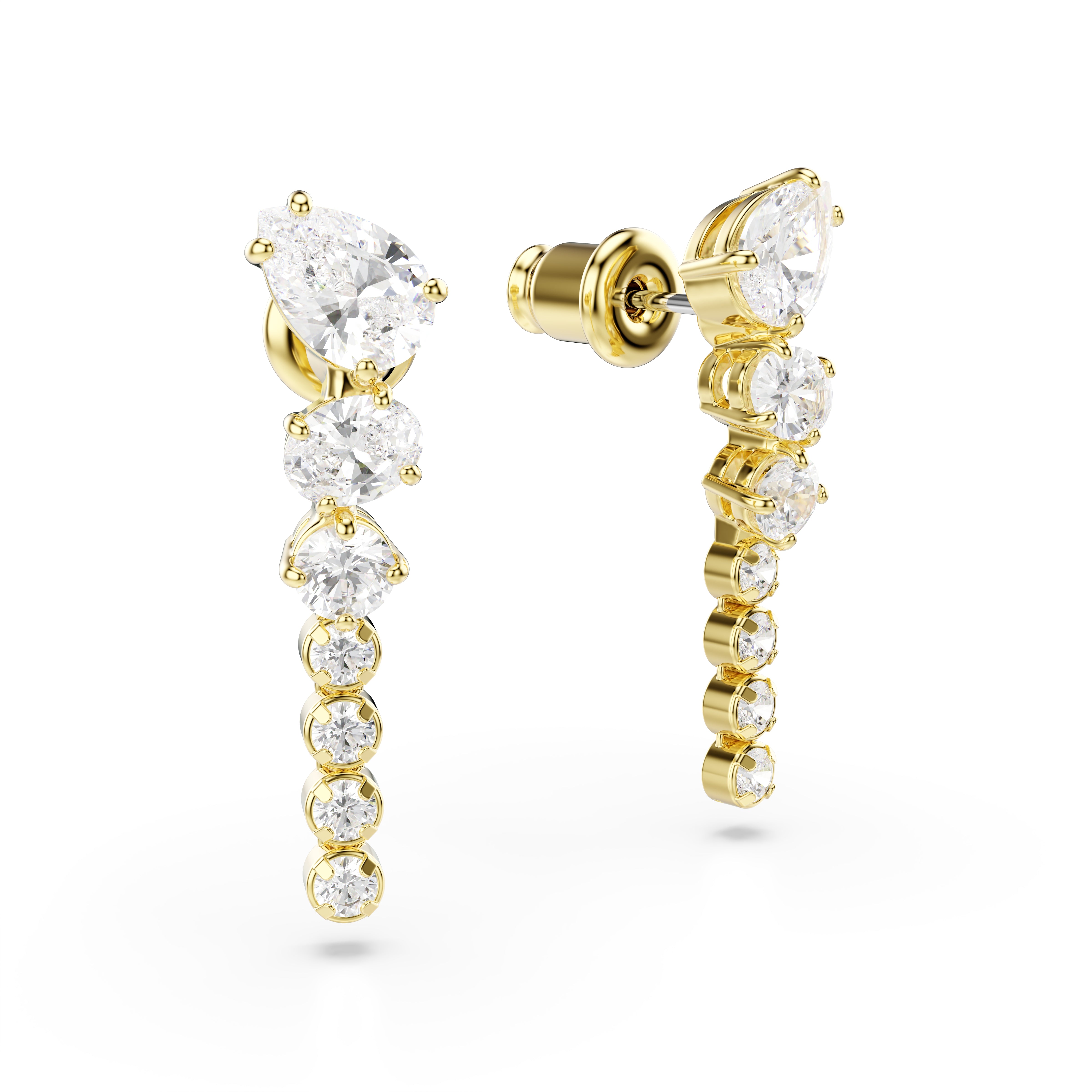 Swarovski Mesmera Drop Earrings – Mixed cuts, White, 18K gold finish