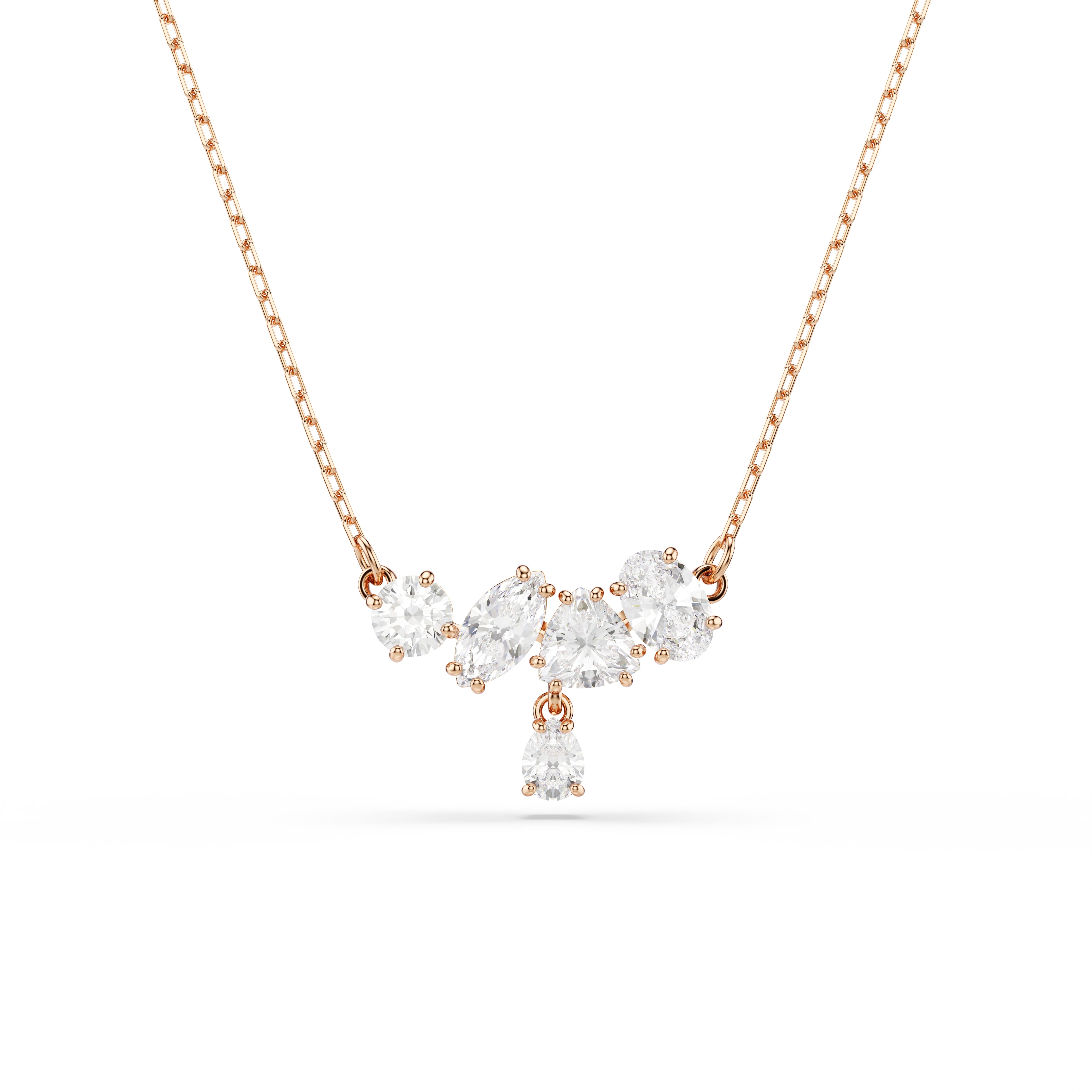 Swarovski Mesmera Necklace – Mixed cuts, White, 18K rose gold finish