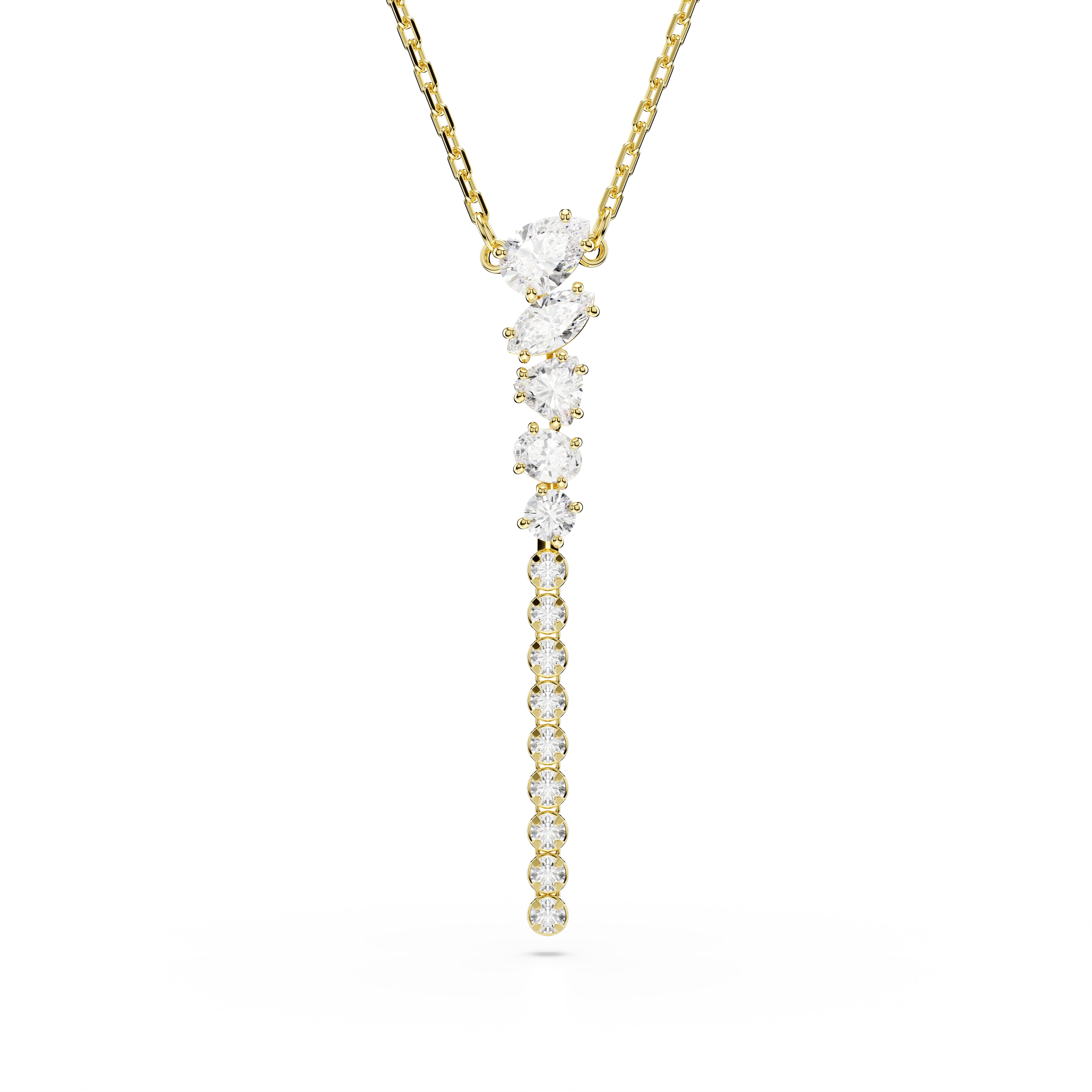 Swarovski Mesmera Y Necklace – Mixed cuts, White, 18K gold finish