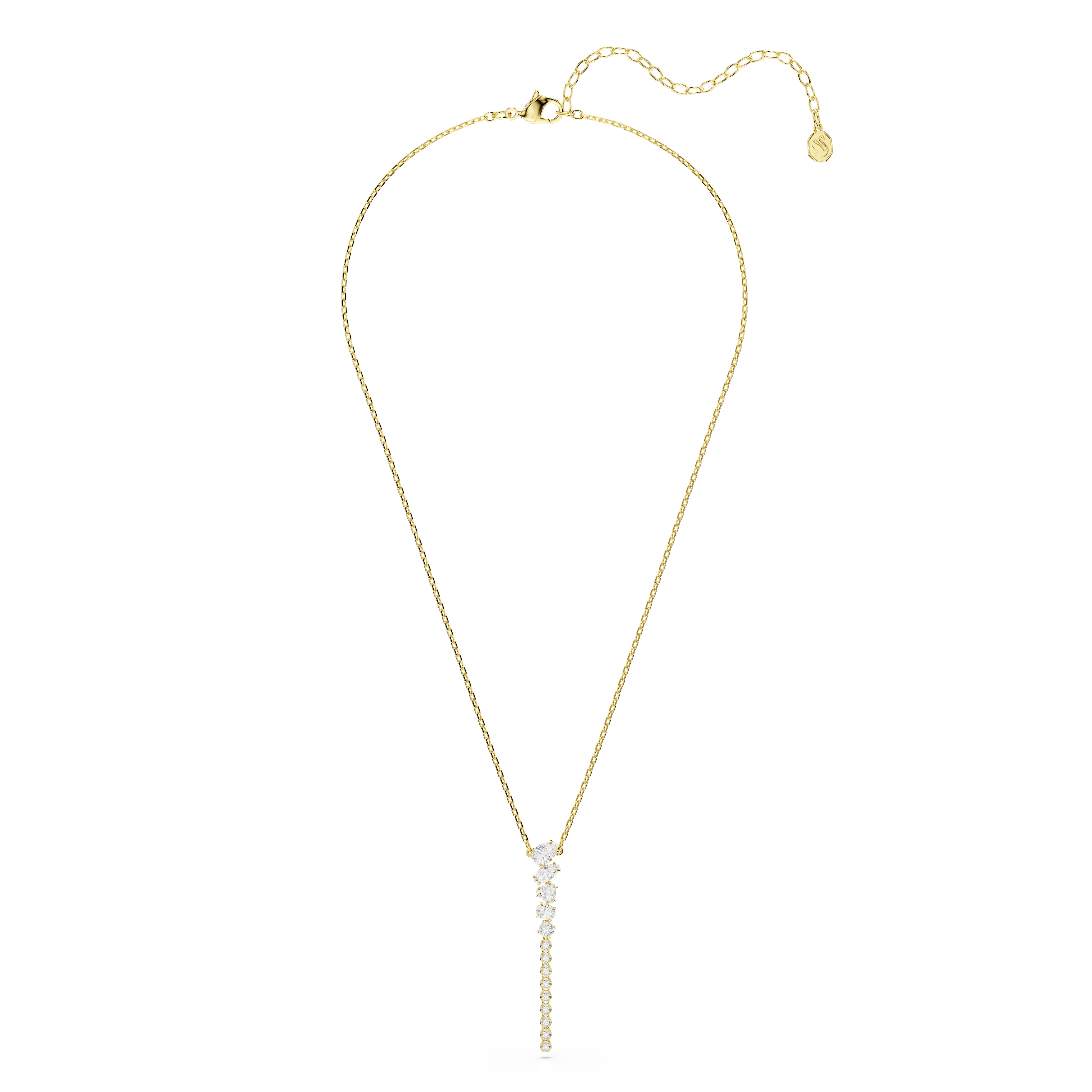 Swarovski Mesmera Y Necklace – Mixed cuts, White, 18K gold finish