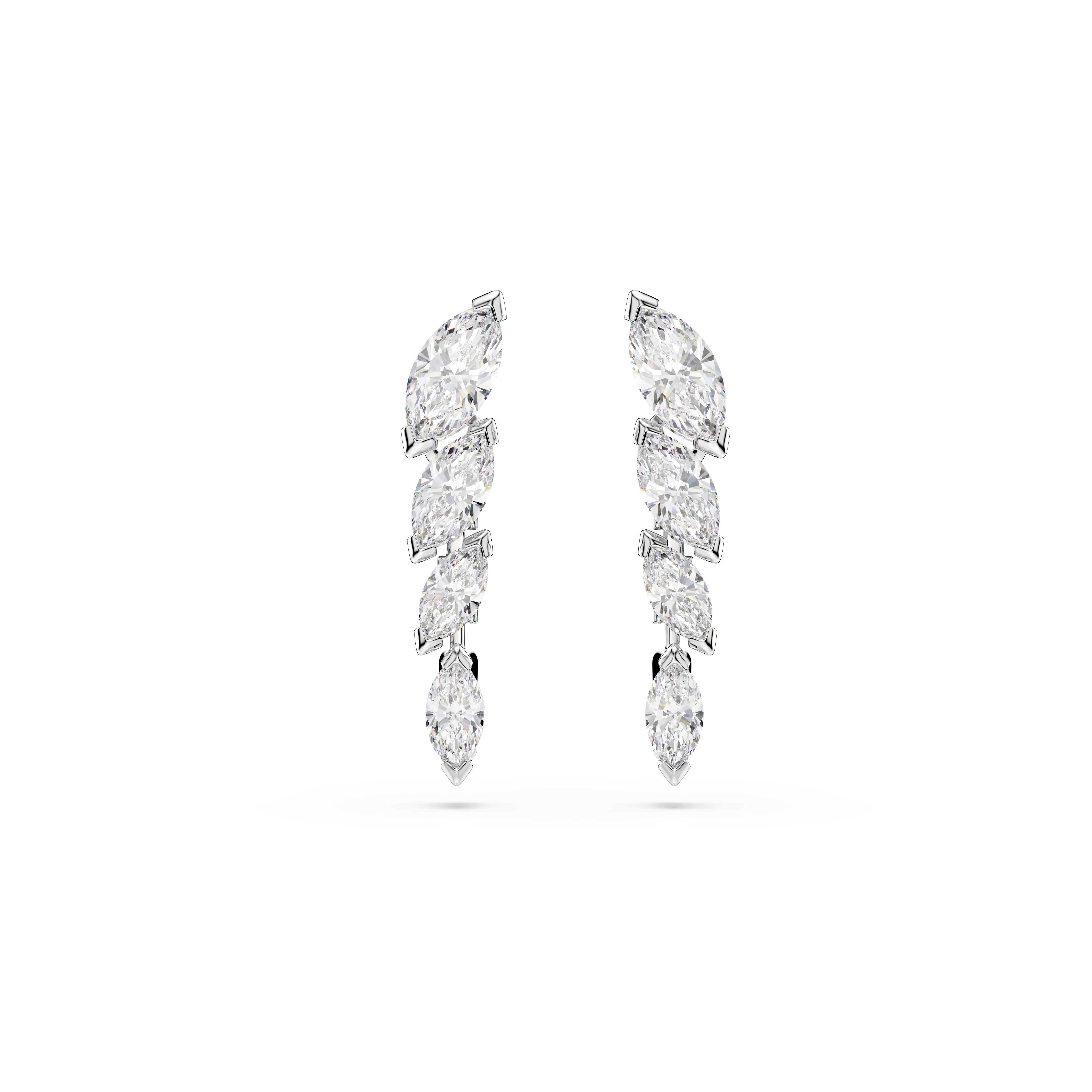 Swarovski Mesmera Earrings – Marquise cut, White, Rhodium plated