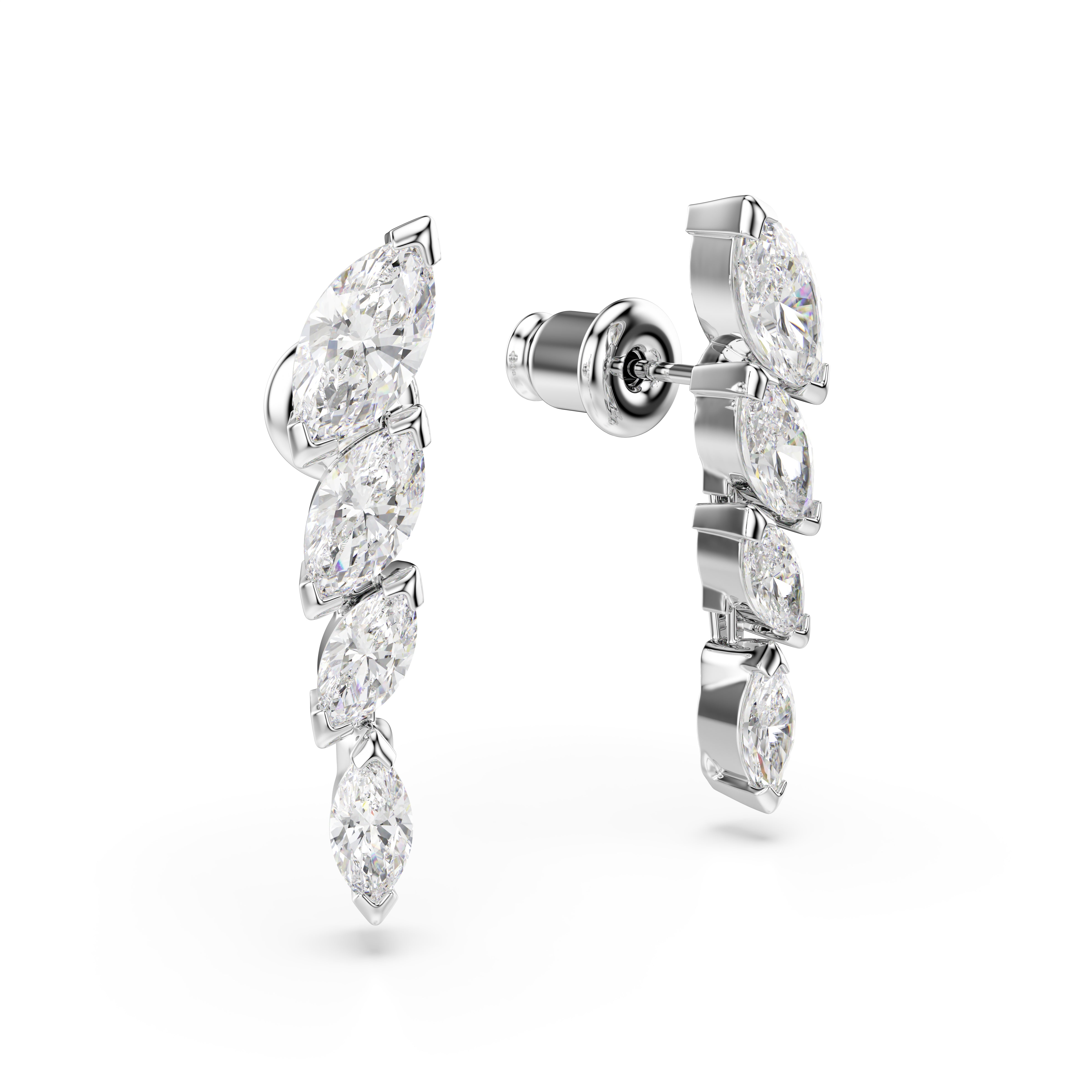 Swarovski Mesmera Earrings – Marquise cut, White, Rhodium plated