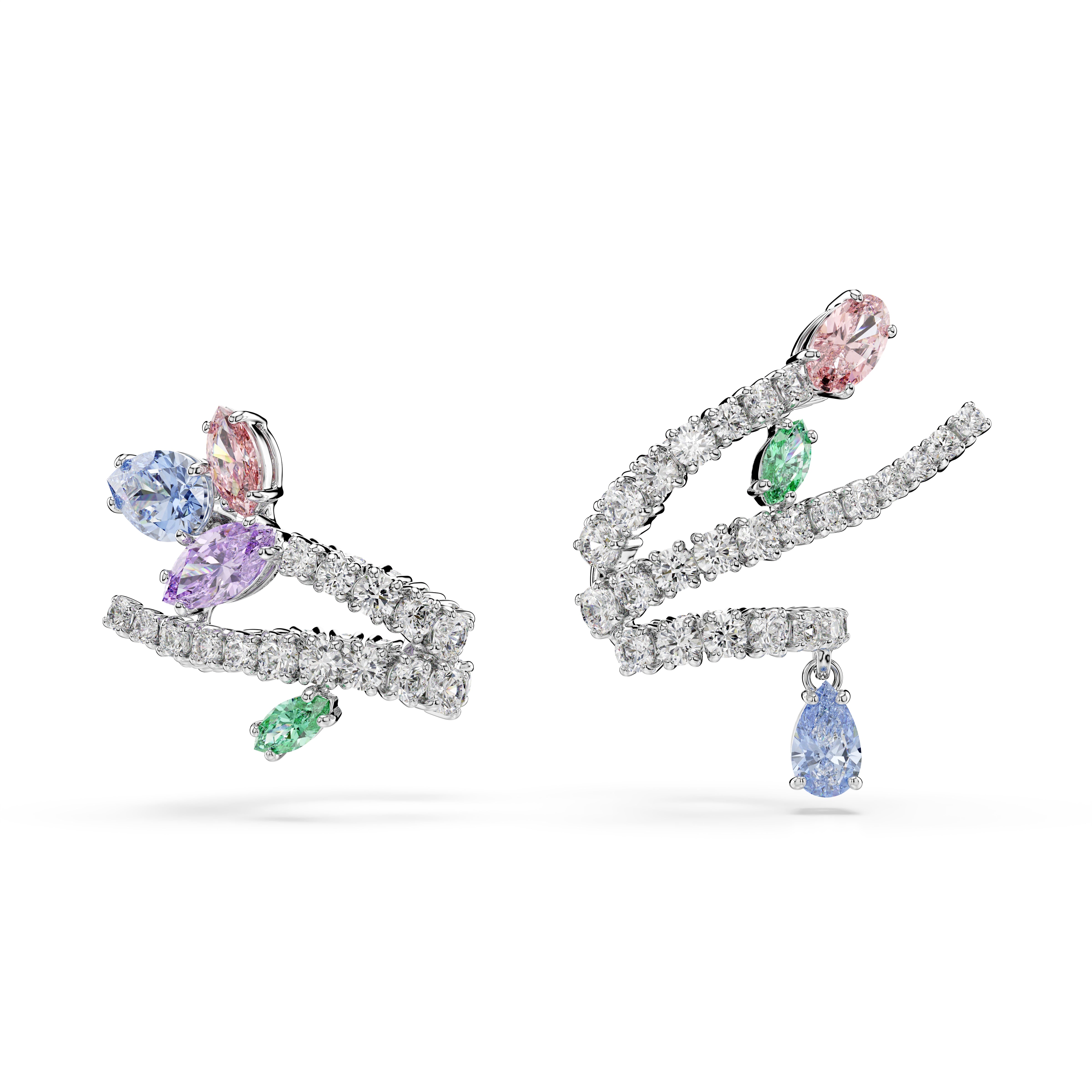 Swarovski Ariana Grande x Swarovski ear cuffs – Mixed cuts, Multicolored, Rhodium plated